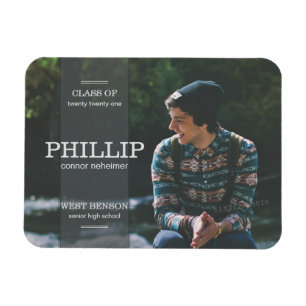 Magnet Flexible Banner Grey Photo Faire-part de graduation