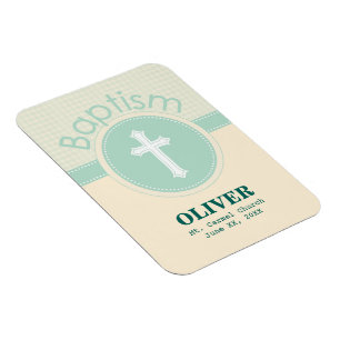 Magnet Flexible Baptême d'enfant de Dieu, Vert neutre