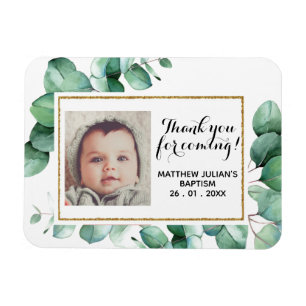 Magnet Flexible Baptism Christening Eucalyptus Greenery THANK YOU 