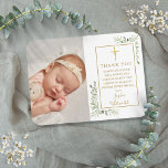 Magnet Flexible Baptism Christening Greenery Photo Thank You<br><div class="desc">Gold signature baptism christening photo thank you magnet. Personalize with your photo and special baptism or christening thank you message in chic gold lettering on this modern elegant design. Designed by Thisisnotme©</div>