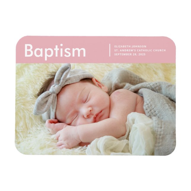Magnet Flexible Baptism For Her Modern Minimalist Custom Photo (Horizontal)