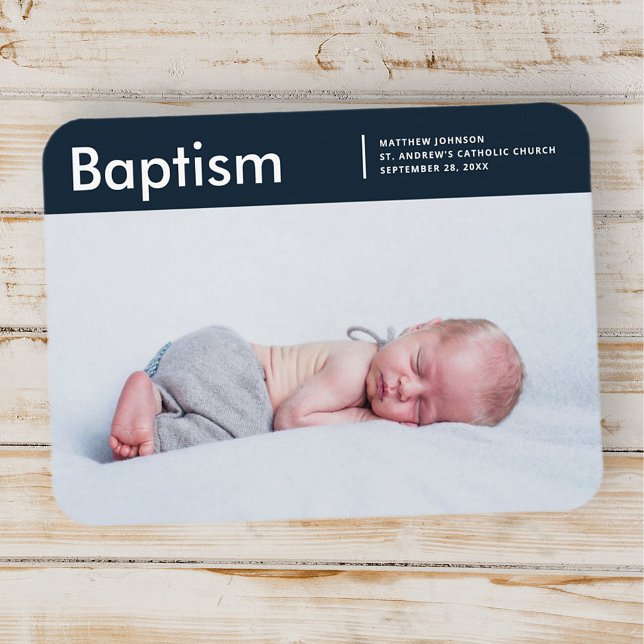 Magnet Flexible Baptism For Him Modern Minimalist Custom Photo (Créateur téléchargé)