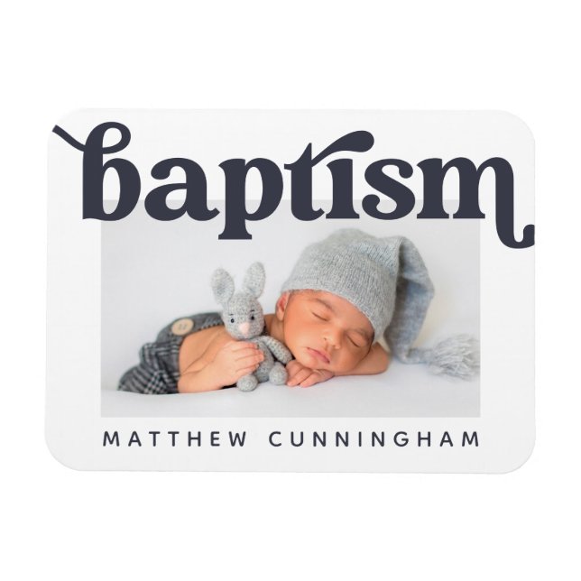 Magnet Flexible Baptism Modern Bold Simple  Photo Thank You (Horizontal)