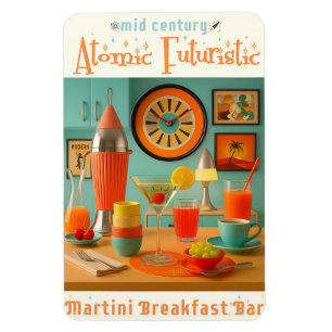 Magnet Flexible Bar à martini rétro-futuriste atomique petit-déjeu