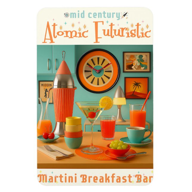Magnet Flexible Bar Petit-Déjeuner Martini Rétro Futuriste Atomiqu (Vertical)
