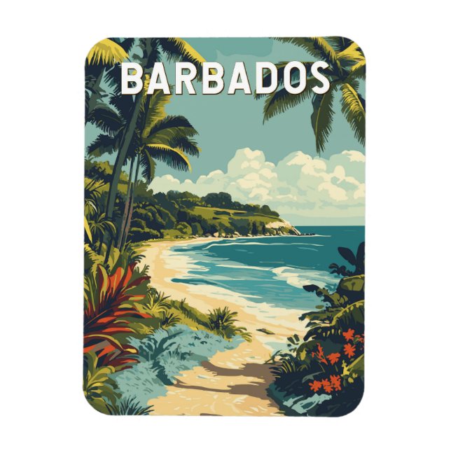 Magnet Flexible Barbados Illustration Travel Art Vintage (Vertical)
