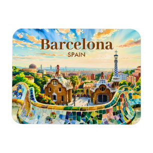 Magnet Flexible Barcelone Espagne aquarelle personnalisée Parc Gue