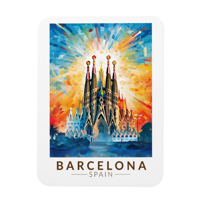 Magnet Flexible Barcelone Espagne La Sagrada Familia Travel Art (Vertical)