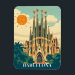 Magnet Flexible Barcelone Espagne Retro Voyage Abstrait<br><div class="desc">Célébrez l'énergie vibrante de Barcelone avec cet aimant de voyage élégant. Un souvenir ou un cadeau parfait pour les amoureux des villes européennes et de l'art du voyage vintage.</div>