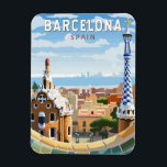 Magnet Flexible Barcelone Espagne Travel Art Vintage<br><div class="desc">Conception de voyage vectorielle rétro de Barcelone. Barcelone,  capitale cosmopolite de la Catalogne espagnole,  est connue pour son art et son architecture.</div>