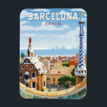 Magnet Flexible Barcelone Espagne Travel Art Vintage<br><div class="desc">Conception de voyage vectorielle rétro de Barcelone. Barcelone,  capitale cosmopolite de la Catalogne espagnole,  est connue pour son art et son architecture.</div>