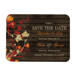 Magnet Flexible Barn Wood Rustic Fall Leaves Mariage enregistrer l