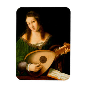 Magnet Flexible Bartolomeo Veneto Lady Jouer Lute Portrait Art
