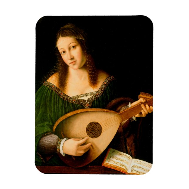 Magnet Flexible Bartolomeo Veneto Lady Jouer Lute Portrait Art (Vertical)