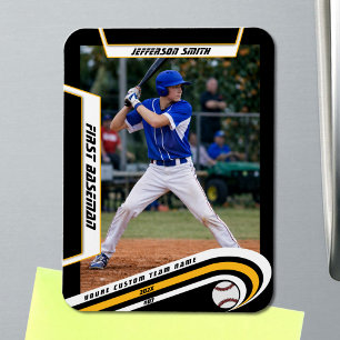 Magnet Flexible Baseball Souvenirs Jaune Noir Personnalisé