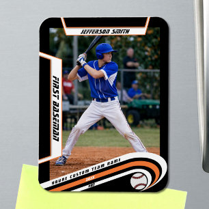 Magnet Flexible Baseball Souvenirs Orange Noir Personnalisé