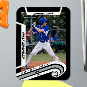 Magnet Flexible Baseball Souvenirs Personnalisé Argent Noir