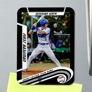 Magnet Flexible Baseball Souvenirs Personnalisés Argent Noir