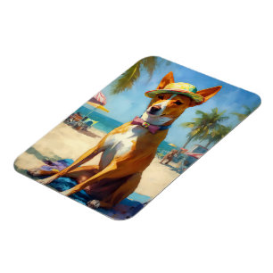 Magnet Flexible Basenji sur la plage, cadeau d'été pour les amoure