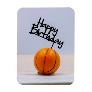 Magnet Flexible Basket-ball avec joyeux anniversaire sur un arrièr