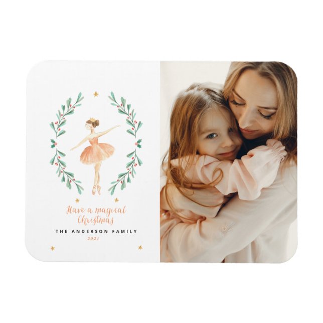 Magnet Flexible Basse-noisette ballerine botanique 1 photo Noël (Horizontal)