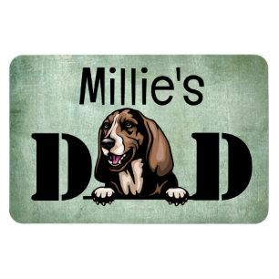 Magnet Flexible Basset Hound Peeking Personalized Dad 