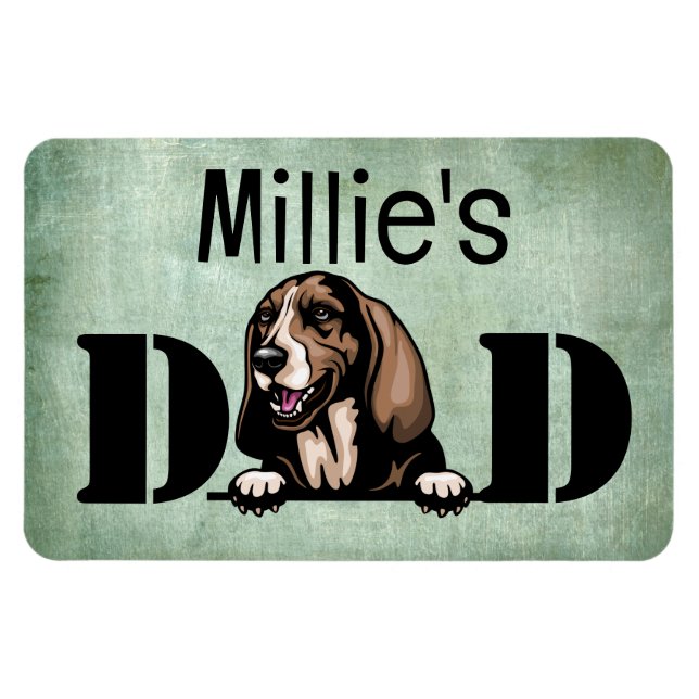 Magnet Flexible Basset Hound Peeking Personalized Dad  (Horizontal)