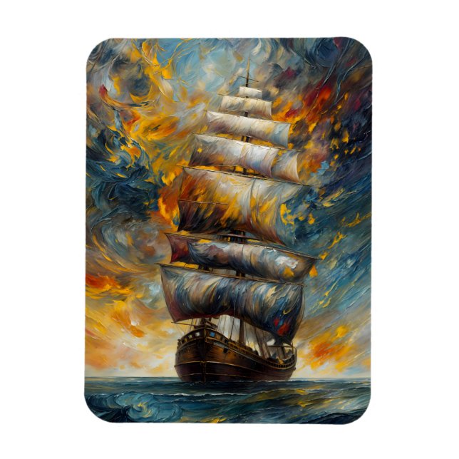 Magnet Flexible Bateau à voile dramatique à Sunset Art (Vertical)