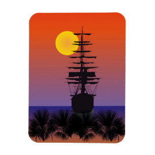 Magnet Flexible Bateau au coucher du soleil aimant
