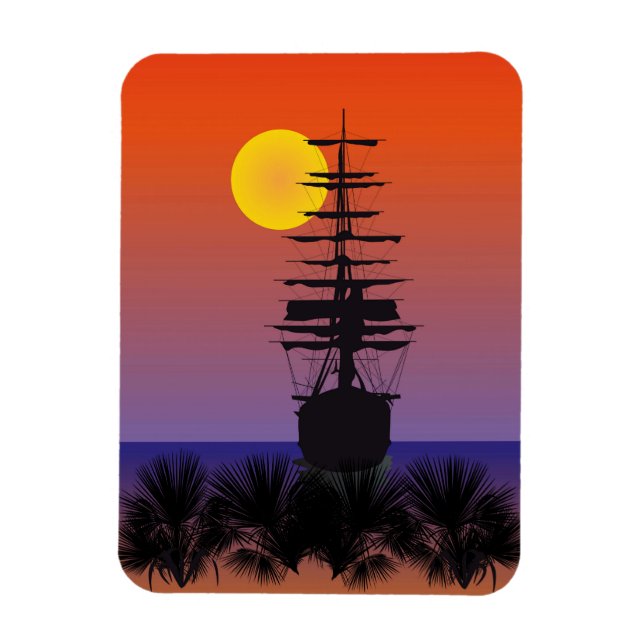 Magnet Flexible Bateau au coucher du soleil aimant (Vertical)