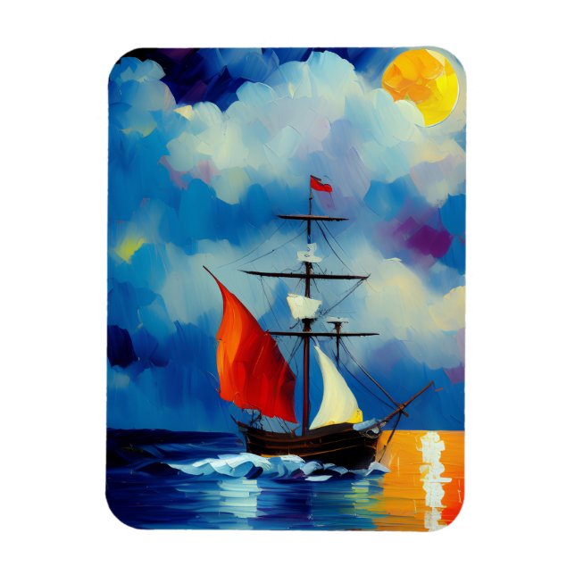 Magnet Flexible Bateau dans la nuit (Vertical)