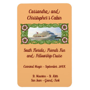 Magnet Flexible Bateau de croisière dans le cadre floral Stateroom