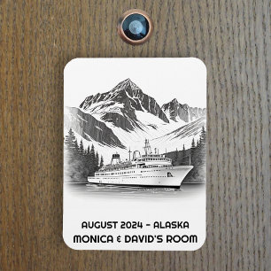Magnet Flexible Bateau de croisière Océan Alaska montagne noir bla