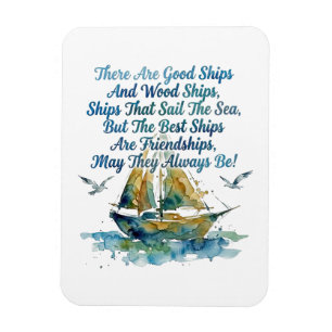 Magnet Flexible Bateau de voile de l'amitié Aquarelle Bénédiction