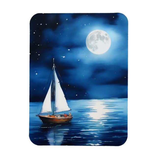 Magnet Flexible Bateau sous Pleine lune (Vertical)