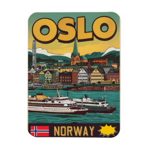 Magnet Flexible Bateaux d'Oslo Norvège bandes dessinées souvenirs