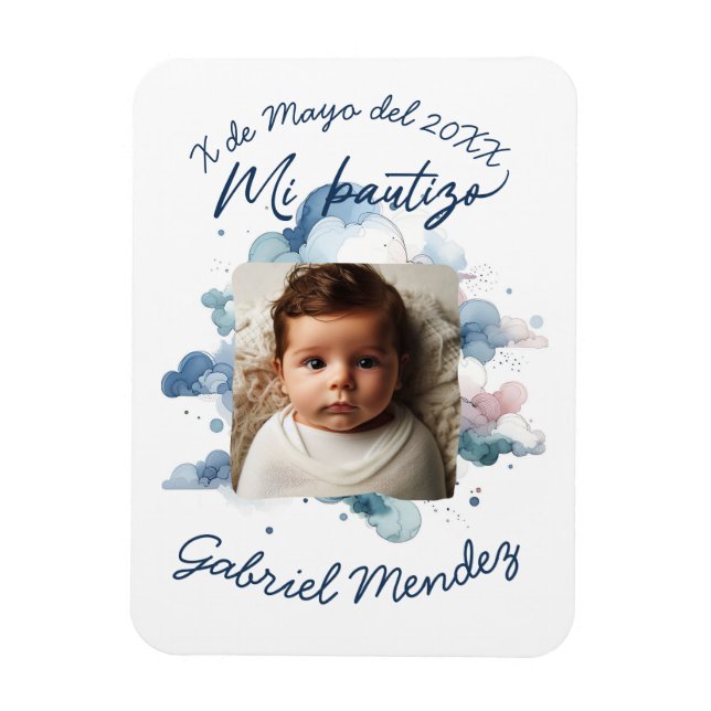 Magnet Flexible Bautizo con foto Espagnol Aquarelle (Vertical)