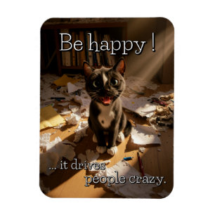 Magnet Flexible Be Happy Cat - Paper Mess Edition