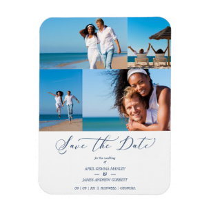 Magnet Flexible Beach Collage 4 Photos Modern Couple Wedding