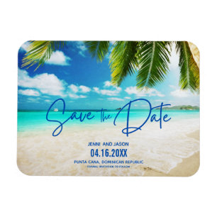 Magnet Flexible Beach Destination Blue Wedding Enregistrer La Date
