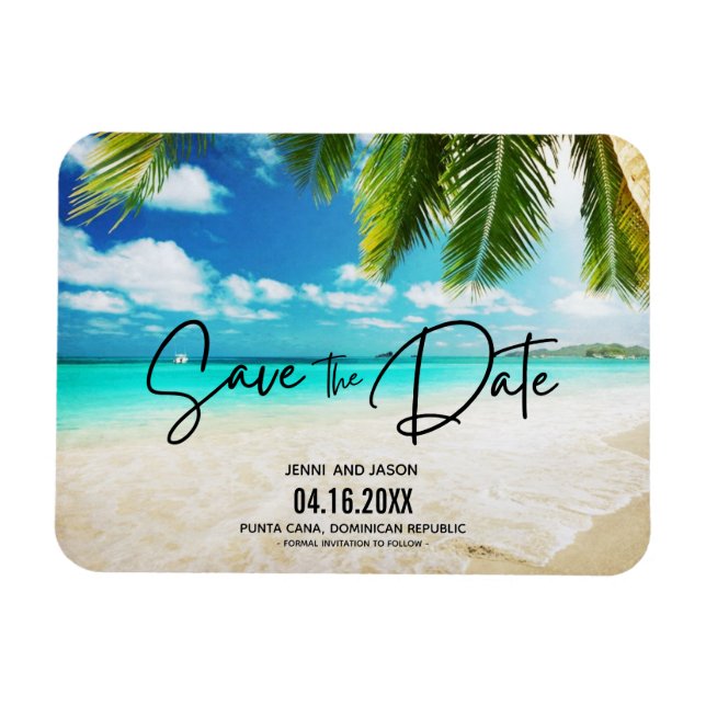 Magnet Flexible Beach Destination Mariage Photo Enregistrer La Dat (Horizontal)