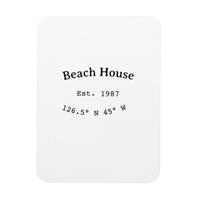 Magnet Flexible Beach house et. Date année coordonnées personnalis (Vertical)