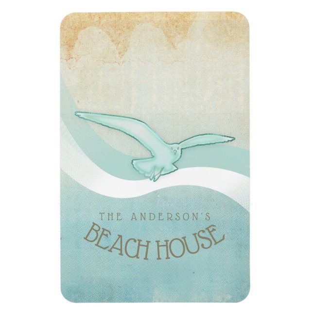 Magnet Flexible Beach House Seagull Aqua Blue ID623 (Vertical)