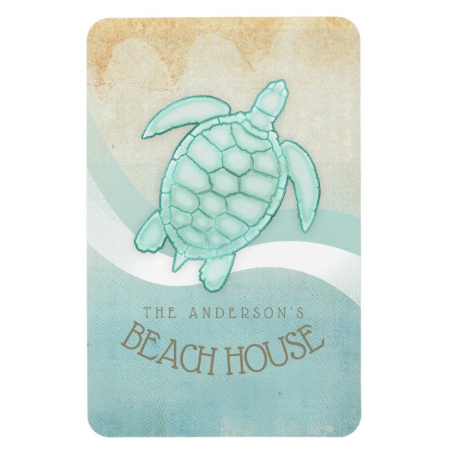 Magnet Flexible Beach House Tortue nautique Aqua Blue ID623 (Vertical)