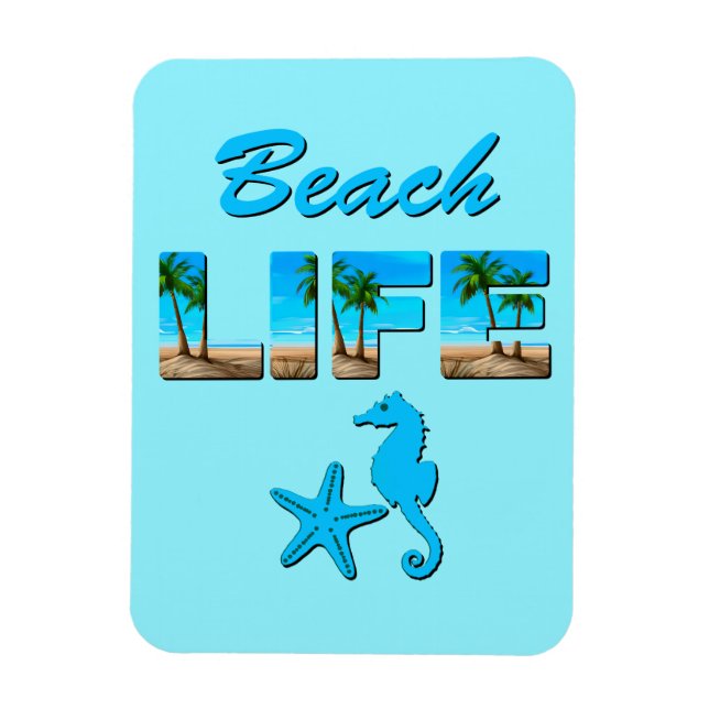 Magnet Flexible Beach Life Word Art avec sable et palmiers (Vertical)