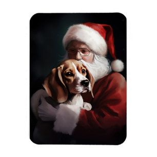 Magnet Flexible Beagle avec le Père Noël Festif Noël