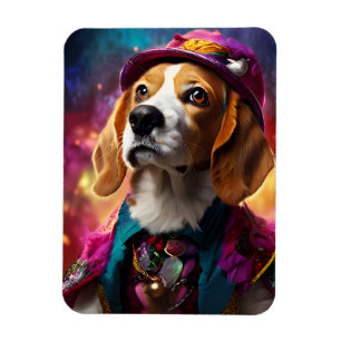 Magnet Flexible Beagle dans un Casquette rose