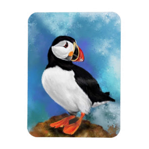 Magnet Flexible Beau Aimant Oiseau de Puffin Atlantique - Peinture