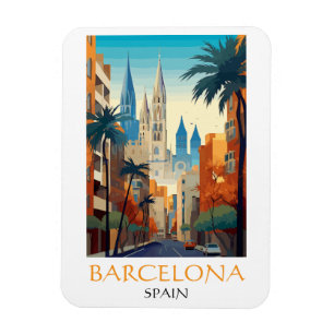 Magnet Flexible Beau Barcelone Espagne Rétro Vintage Voyage