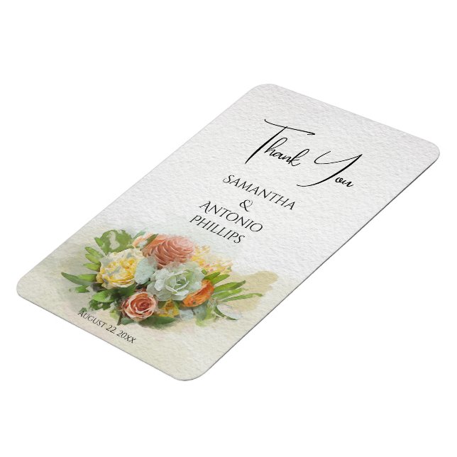 Magnet Flexible Beau Bouquet Fleur Aquarelle Merci d'Art (Côté Gauche)